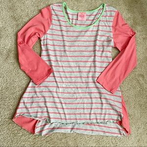 New Recruit pink and gray maternity shirt